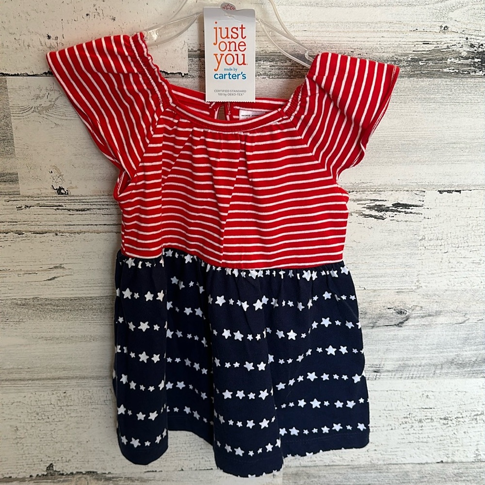 Carter’s July 4th Stars and Stripes Dress Size 6 Months NEW